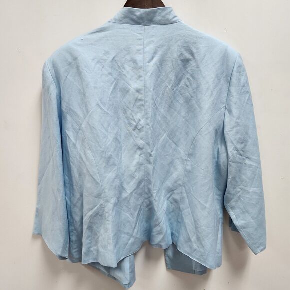 Coldwater Creek Womens Plus Linen Blend Blazer Size 22W Blue Embroidered Career - Picture 3 of 12